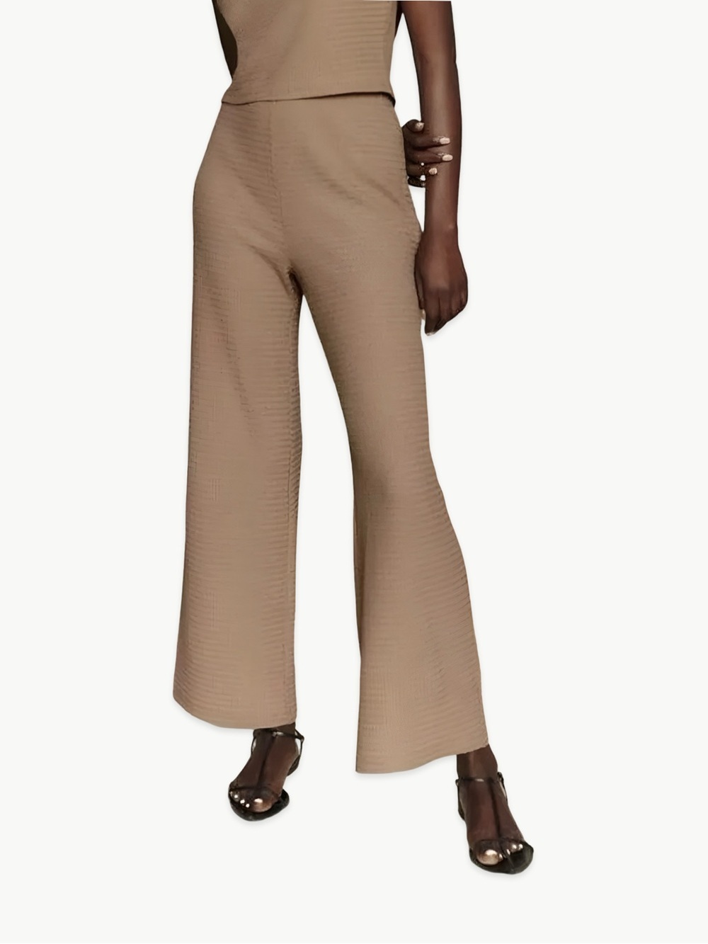 Reformation Agalia Pull-On Pants Size Small Tan Swirl Textured Wide Leg Coastal
